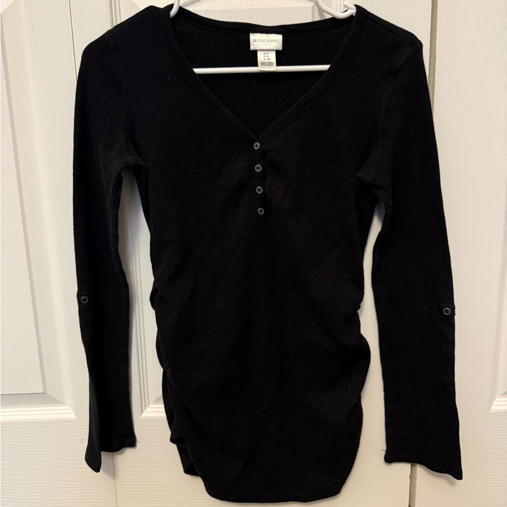 Motherhood Maternity Black Long Sleeve V-Neck Top